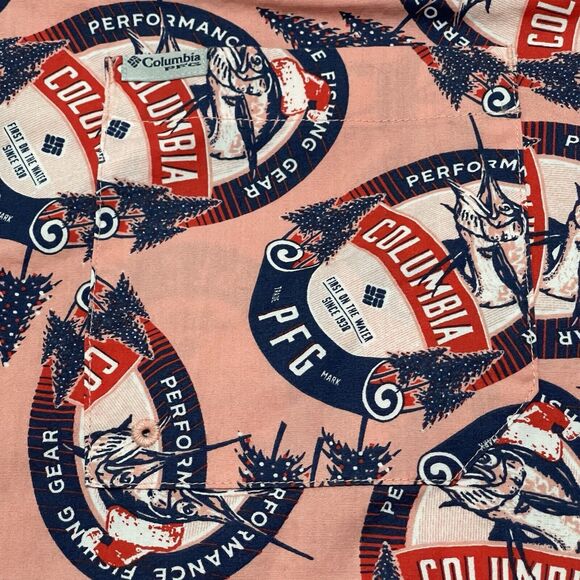 Columbia PFG Shirt Mens XL Salmon Red Vented Trollers Best Fishing Outdoor AOP - Picture 2 of 12